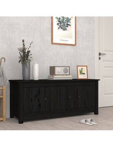 Scarpiera Nera 110x38x45,5 cm in Legno Massello di Pino