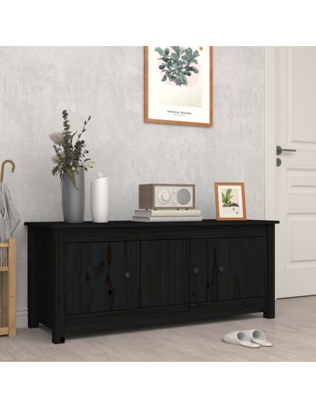 Scarpiera Nera 110x38x45,5 cm in Legno Massello di Pino