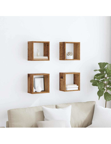 Scaffali da parete 4 pcs Legno vecchio Legno multistrato