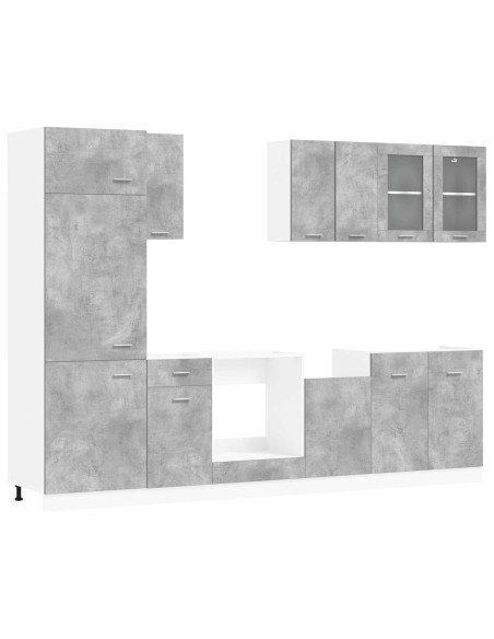 Unità Cucina Lyon 8 pcs Grigio Cemento Legno ingegnerizzato