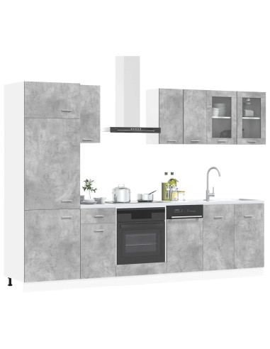 Unità Cucina Lyon 8 pcs Grigio Cemento Legno ingegnerizzato