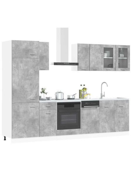 Unità Cucina Lyon 8 pcs Grigio Cemento Legno ingegnerizzato