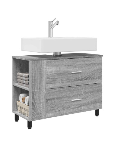 Mobiletto da bagno Sonoma grigio 80 x 35 x 60 cm