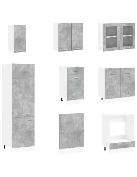 Unità Cucina Lyon 8 pcs Grigio Cemento Legno ingegnerizzato