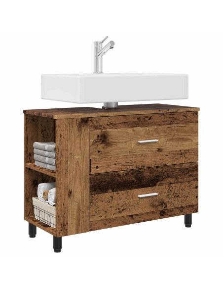 Mobiletto da bagno Legno antico 80 x 35 x 60 cm