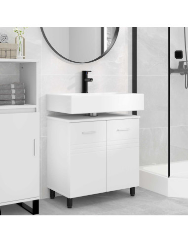 Mobiletto da bagno Bianco 60 x 35 x 60 cm Legno ingegnerizzato