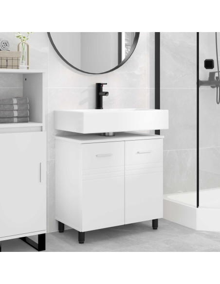 Mobiletto da bagno Bianco 60 x 35 x 60 cm Legno ingegnerizzato
