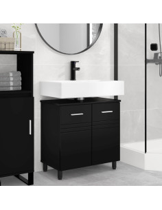 Mobiletto da bagno Nero 60 x 35 x 60 cm Legno ingegnerizzato