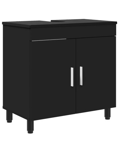 Mobiletto da bagno Nero 60 x 35 x 60 cm Legno ingegnerizzato