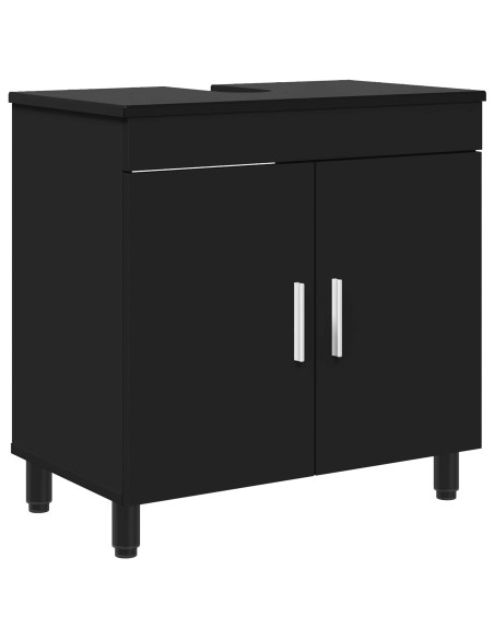 Mobiletto da bagno Nero 60 x 35 x 60 cm Legno ingegnerizzato