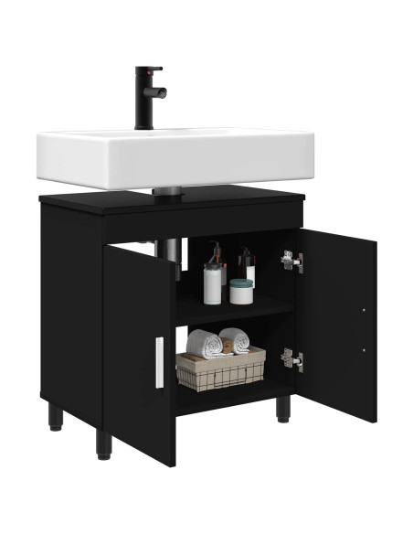 Mobiletto da bagno Nero 60 x 35 x 60 cm Legno ingegnerizzato