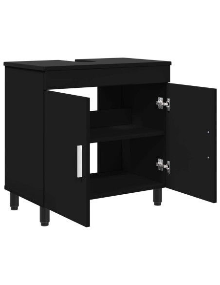Mobiletto da bagno Nero 60 x 35 x 60 cm Legno ingegnerizzato
