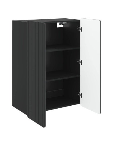 Mobiletto a muro Nero 66 x 34,5 x 92 cm Legno ingegnerizzato