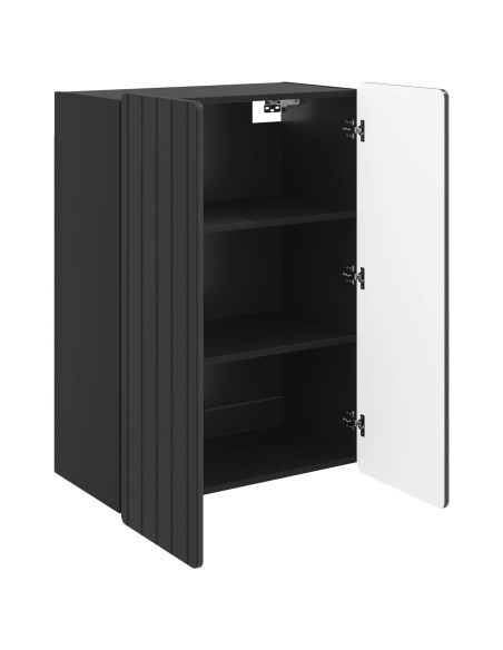 Mobiletto a muro Nero 66 x 34,5 x 92 cm Legno ingegnerizzato