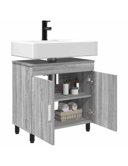 Mobiletto da bagno Sonoma grigio 60 x 35 x 60 cm