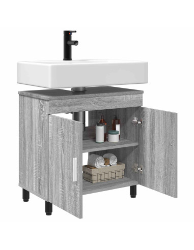Mobiletto da bagno Sonoma grigio 60 x 35 x 60 cm