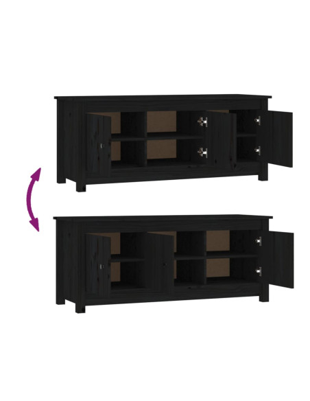 Scarpiera Nera 110x38x45,5 cm in Legno Massello di Pino