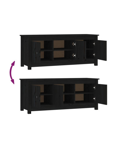 Scarpiera Nera 110x38x45,5 cm in Legno Massello di Pino