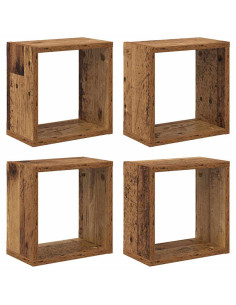 Scaffali da parete 4 pcs Legno vecchio Legno multistrato 2