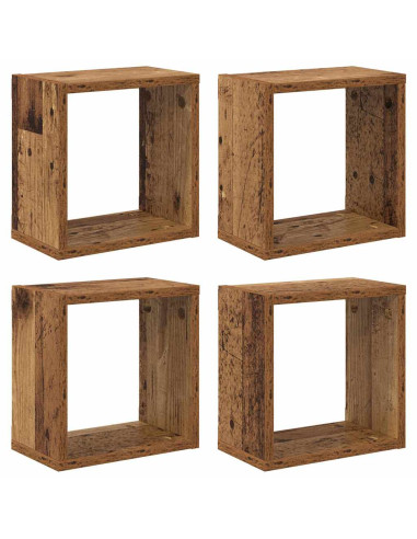 Scaffali da parete 4 pcs Legno vecchio Legno multistrato