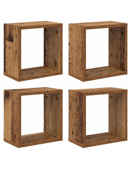 Scaffali da parete 4 pcs Legno vecchio Legno multistrato