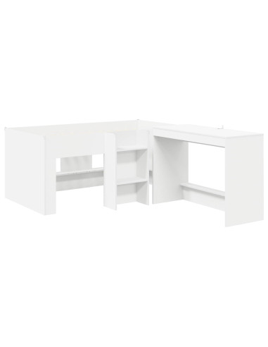 Letto alto per bambini con scrivania Bianco 80 x 160 cm