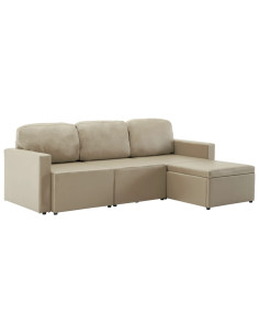 Divano Letto Modulare a 3 Posti Cappuccino in Similpelle 2