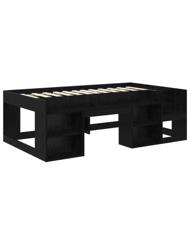 Telaio del letto con storage Rovere Nero 90 x 190 cm
