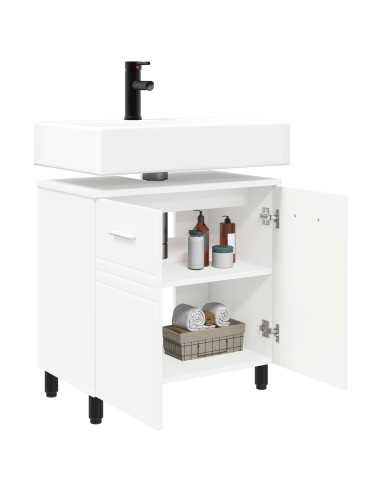 Mobiletto da bagno Bianco 60 x 35 x 60 cm Legno ingegnerizzato