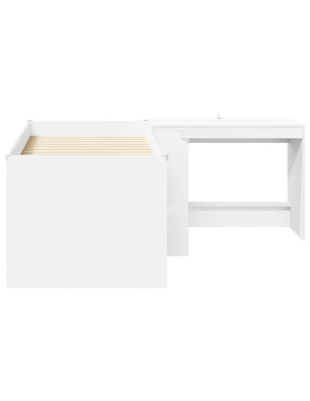 Letto alto per bambini con scrivania Bianco 80 x 160 cm