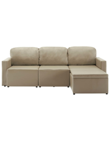 Divano Letto Modulare a 3 Posti Cappuccino in Similpelle
