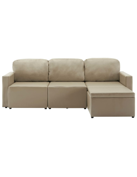 Divano Letto Modulare a 3 Posti Cappuccino in Similpelle