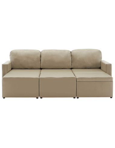 Divano Letto Modulare a 3 Posti Cappuccino in Similpelle