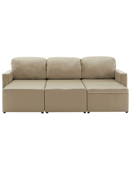 Divano Letto Modulare a 3 Posti Cappuccino in Similpelle