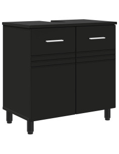 Mobiletto da bagno Nero 60 x 35 x 60 cm Legno ingegnerizzato 2