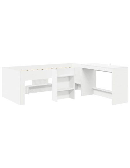 Letto alto per bambini con scrivania Bianco 90 x 190 cm