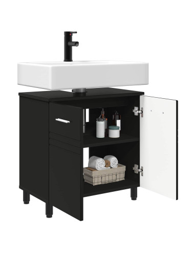 Mobiletto da bagno Nero 60 x 35 x 60 cm Legno ingegnerizzato