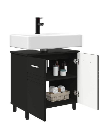 Mobiletto da bagno Nero 60 x 35 x 60 cm Legno ingegnerizzato