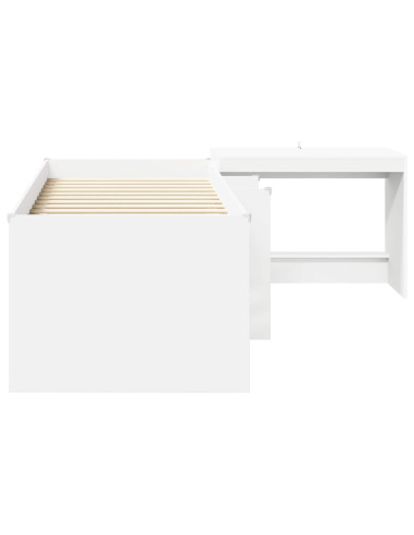 Letto alto per bambini con scrivania Bianco 90 x 190 cm