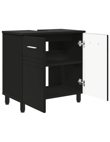 Mobiletto da bagno Nero 60 x 35 x 60 cm Legno ingegnerizzato