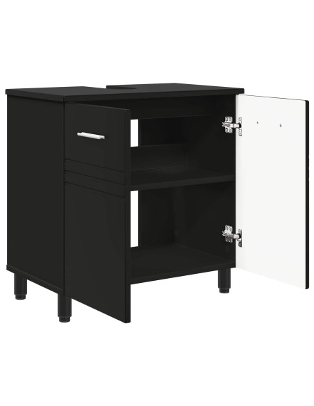 Mobiletto da bagno Nero 60 x 35 x 60 cm Legno ingegnerizzato