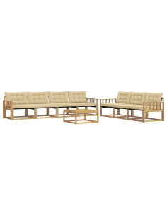 Set di divani da esterno 8 pcs Bianco e Beige 2