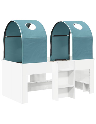 Letto con Tunnel 4 pcs Bianco e azzurro Legno ingegnerizzato