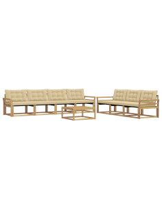 Set di divani da esterno 8 pcs Bianco e Beige 2