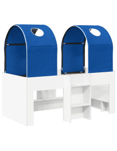 Letto con Tunnel 4 pcs Bianco e Blu Legno ingegnerizzato 2