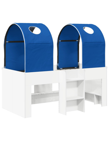 Letto con Tunnel 4 pcs Bianco e Blu Legno ingegnerizzato
