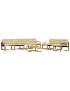 Set di divani da esterno 8 pcs Bianco e Beige 2