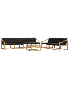 Set di divani da esterno 8 pcs Bianco e nero 2