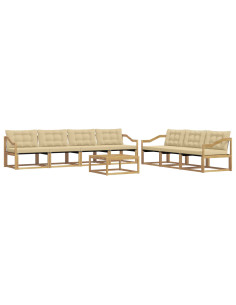 Set di divani da esterno 8 pcs Bianco e Beige 2
