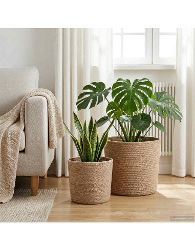 Set di Vasi per Piante 2 pcs Naturale Ø 28 x 28 cm